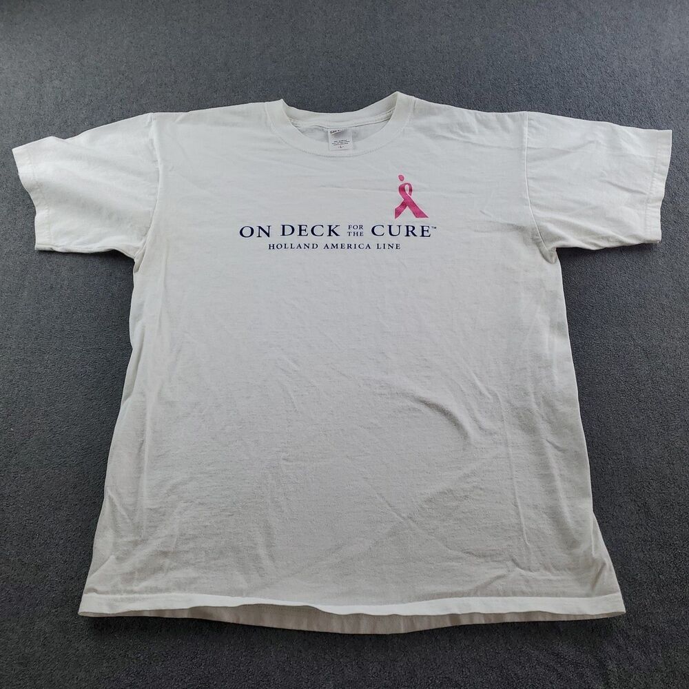 Vintage Holland America Line TShirt On Deck For The Cure Men's Large White